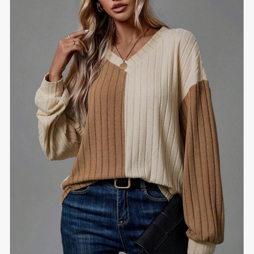 Colorblock V-Neck Sweater - Picture 1 of 2